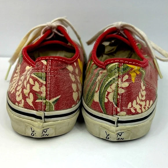 VANS VINTAGE DOREN TROPICAL SNEAKERS, RED W/HAWAIIAN FLOWERS,MENS 7.5, WOMENS 9 - Picture 5 of 10